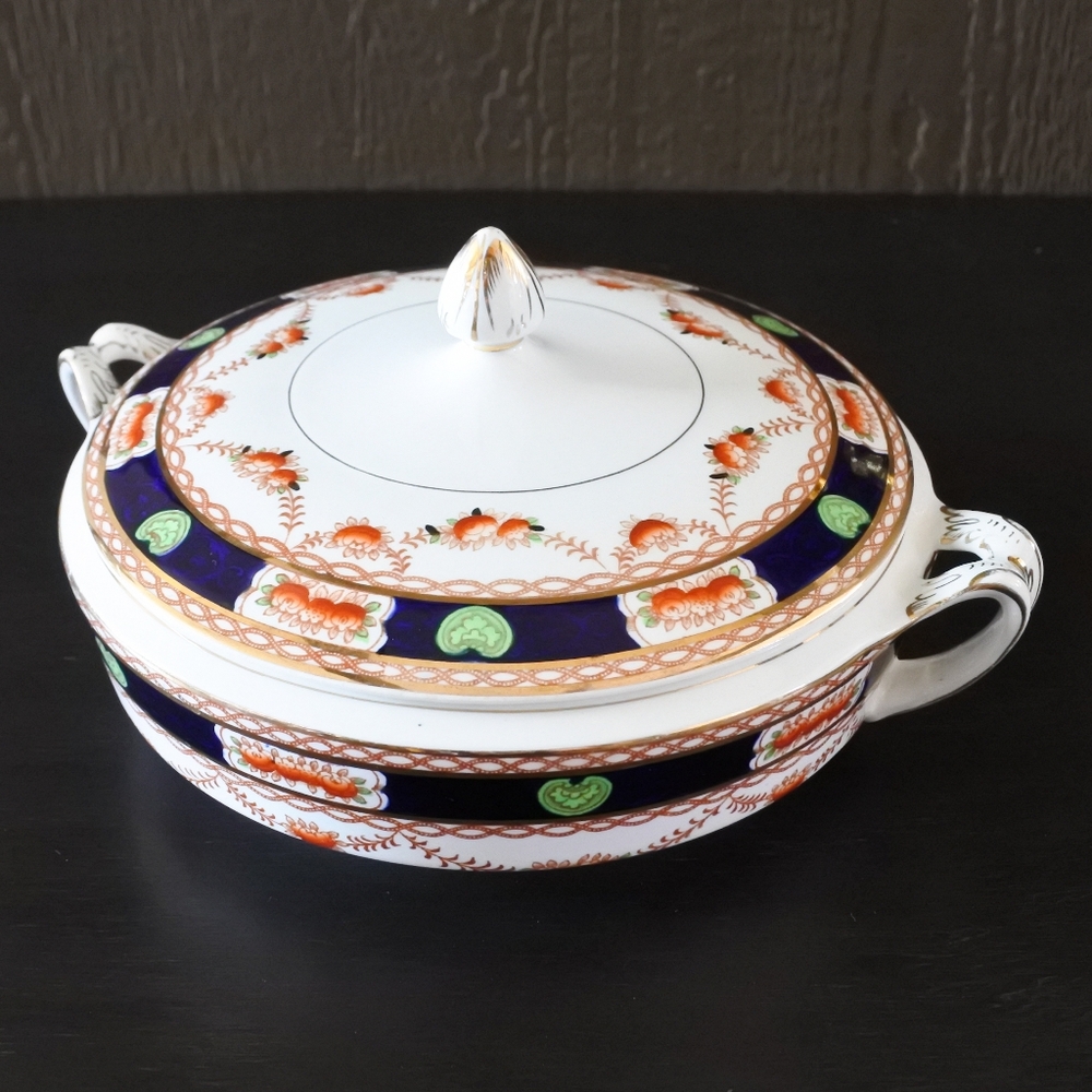 Antique Alfred Meakin England Hand Painted Porcelain Covered Dish Tureen